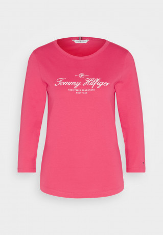 Tommy Hilfiger SLIM SIGNATURE 3/4 Long sleeved top bright cerise pink SLIM SIGNATURE 3/4 Топ с длинными рукавами ярко-вишнево-розовый