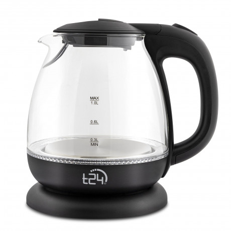 T24 T24 Reise-Wasserkocher T24 GlasWasserkocher mit LED 1100 Watt 1 Liter schwarz, 1 l, 1100 W  Дорожный чайник T24 Стеклянный чайник T24 со светодиодной подсветкой 1100 Вт 1 л черный, 1 л, 1100 Вт