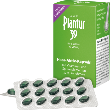 Plantur 39 Haar Aktiv Kapseln Активные капсулы для сильного роста и упругости волос в период менопаузы, 60 шт