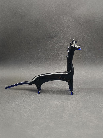 Статуэтки винтажные Murano Glas "Три диковинных зверя", синее стекло, Италия, 1960-70гг.