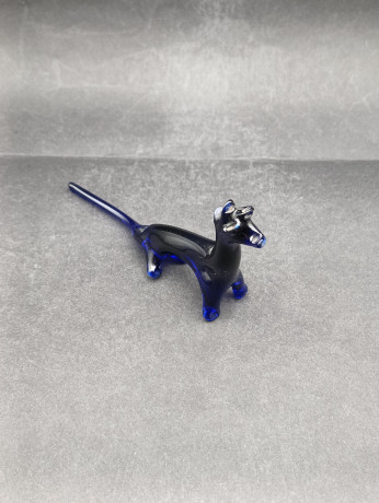 Статуэтки винтажные Murano Glas "Три диковинных зверя", синее стекло, Италия, 1960-70гг.