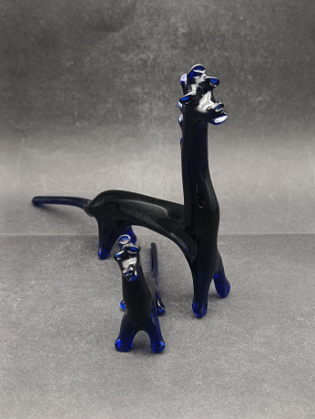 Статуэтки винтажные Murano Glas "Три диковинных зверя", синее стекло, Италия, 1960-70гг.