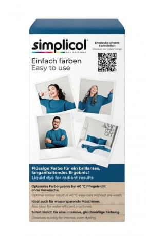 Simplicol Textilfarbe intensiv Opal- Petrol, 1 St,  Краска для ткани сине-бирюзовая Opal Petrol интенсивная, жидкая, для стиральной машины 40 , 150 мл + фиксатор 400 г