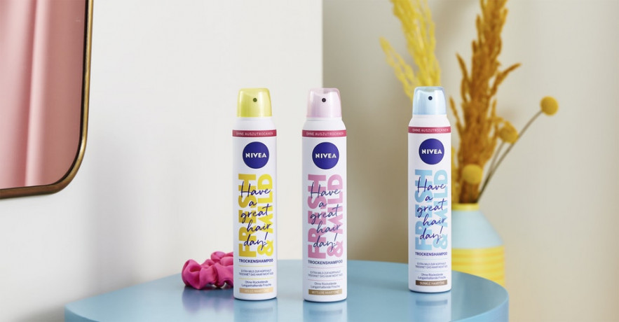 NIVEA Trockenshampoo Fresh & Mild fur mittlere Haartone, 200 ml, Нивеа Сухой шампунь для средних волос, без остатков, веганский, 200 мл