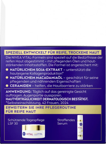 NIVEA Vital Soja Anti-Age Straffende Nachtpflege, 50 ml, Нивеа ночной крем пантенол, коэнзим Q10, масло ши anti-age 50 мл