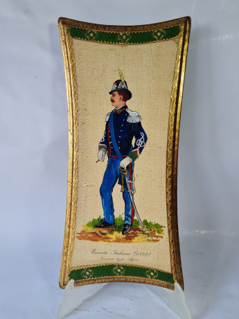 Картина винтажная Esercito Italiano 1872, фреска на деревянной основе с изображением военного, 37 x 17 см, Италия, 1960-1970гг.