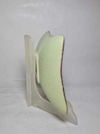 Тарелка винтажная декоративная W. Germany, зеленая с геометрич.декором, керамика, 26 x 21 x 5 см, Германия, 1960-70гг.