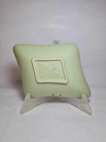 Тарелка винтажная декоративная W. Germany, зеленая с геометрич.декором, керамика, 26 x 21 x 5 см, Германия, 1960-70гг.