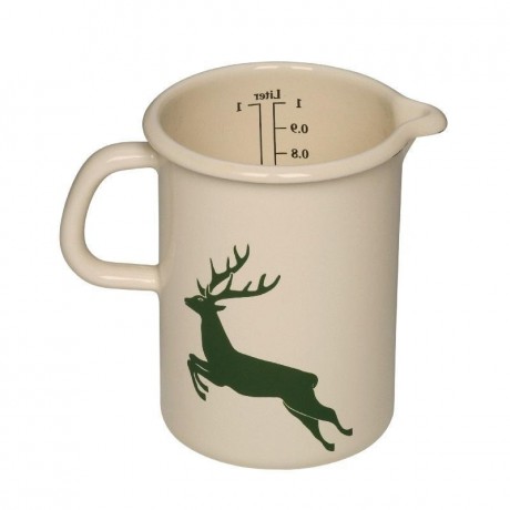 Gmundner Keramik Gmundner Keramik by Riess Gruner Hirsch Kuchenmass / Messkrug - Emaille 1,0 L / d: 10 cm Керамика Gmundner от Riess Gr?ner Hirsch Кухонная мера / мерный кувшин - эмаль 1,0 л / диаметр: 10 см