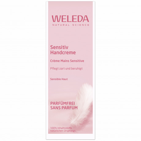 WELEDA Sensitiv Handcreme, 50 ml, Крем для чувствительной кожи рук без отдушки с кокосовым маслом и жожоба, 50 мл