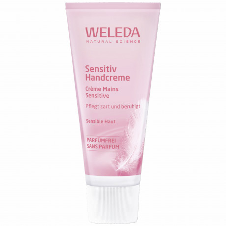 WELEDA Sensitiv Handcreme, 50 ml, Крем для чувствительной кожи рук без отдушки с кокосовым маслом и жожоба, 50 мл