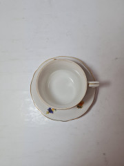 Bavaria Винтажная кофейная пара с позолоченным ободком и витиеватой ручкой &quot;Букеты цветов&quot;, Германия, 1960-70гг.