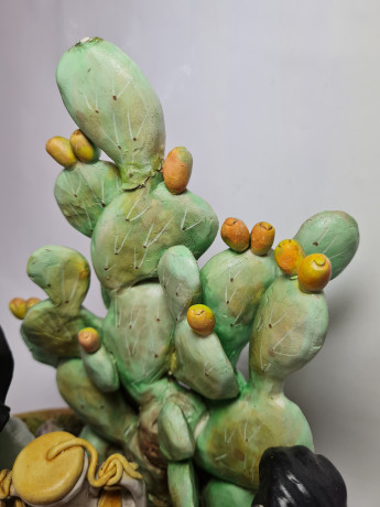 A.Manilda C4 Винтажная статуэтка "Мужчина и девушка с собакой у кактуса", 28,5см x 28,5см, Германия, 1960-70гг.