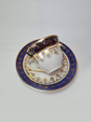 Istanbul Samavit Poreselen Кофейная пара с позолоченным узором по синему ободку, Турция, 1960-70гг.