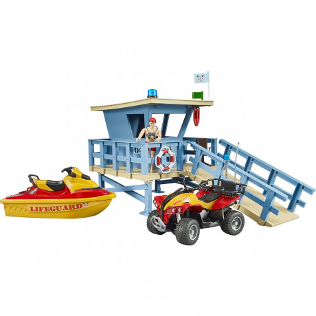 Bruder bworld Set Life Guard Station mit Quad + Personal bworld set Станция спасателя с квадроциклом + персонал