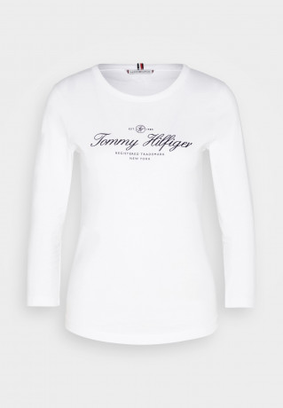 Tommy Hilfiger SLIM SIGNATURE 3/4 Long sleeved top optic white SLIM SIGNATURE 3/4 Топ с длинными рукавами оптический белый