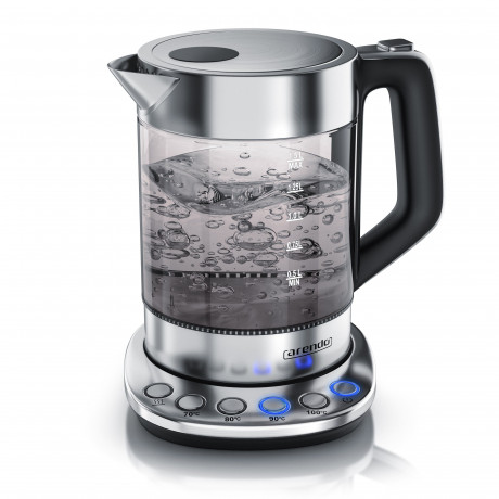 Arendo Arendo Wasserkocher, 1,5 l, 2200 W, Edelstahl Glas, mit Basisstation  Temperatureinstellung 70°C 100°C  Чайник Arendo, 1,5 л, 2200 Вт, стекло нержавеющая сталь, с регулировкой температуры на базовой станции 70°С 100°С
