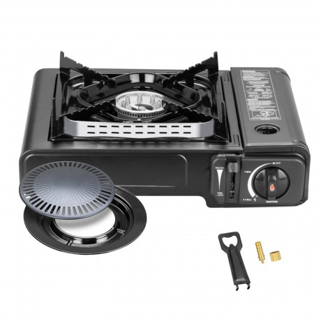 Mianova Mianova Gaskocher 1 Flammig Campingkocher Grillplatte LPG Anschluss, Outdoor BBQ Barbecue Grill Gas Camping Herd Kocher Tischgrill Notfall Campingherd Notfallkocher Gaskocher  Газовая плита Mianova, 1 пламя, походная плита, гриль, подключение сжиж