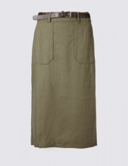 Marks &amp; Spencer Юбка миди с высокой посадкой, овальным подолом и ремнем