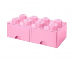 LEGO Aufbewahrungsbox pink, Ящик для хранения с выдвижными отсеками, 50 х 25 х 18 см, розовый, органайзер в виде конструктора, прочный пластик, для игрушек и вещей