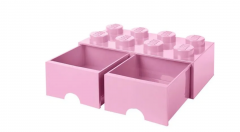 LEGO Aufbewahrungsbox pink, Ящик для хранения с выдвижными отсеками, 50 х 25 х 18 см, розовый, органайзер в виде конструктора, прочный пластик, для игрушек и вещей