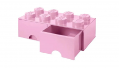 LEGO Aufbewahrungsbox pink, Ящик для хранения с выдвижными отсеками, 50 х 25 х 18 см, розовый, органайзер в виде конструктора, прочный пластик, для игрушек и вещей