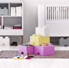 LEGO Aufbewahrungsbox pink, Ящик для хранения с выдвижными отсеками, 50 х 25 х 18 см, розовый, органайзер в виде конструктора, прочный пластик, для игрушек и вещей