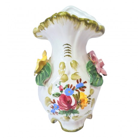 Bassano Ваза с фактурным рисунком и цветами, полностью ручная работа, 14,5 см, Италия, 1960-70гг.