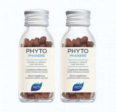Phyto Phytophanre Vitamins for hair 120st x 2 packs, Витамины для волос и ногтей, биотин, витамины B, C, E, укрепление и рост волос, против выпадения, Набор 120 капсул х 2 шт