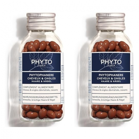 Phyto Phytophanre Vitamins for hair 120st x 2 packs, Витамины для волос и ногтей, биотин, витамины B, C, E, укрепление и рост волос, против выпадения, Набор 120 капсул х 2 шт