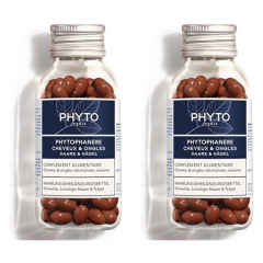 Phyto Phytophanre Vitamins for hair 120st x 2 packs, Витамины для волос и ногтей, биотин, витамины B, C, E, укрепление и рост волос, против выпадения, Набор 120 капсул х 2 шт