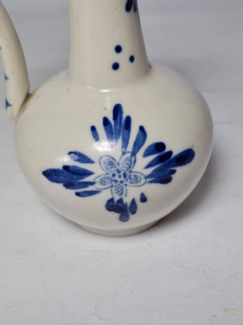 Delft Винтажный кувшин, белый фарфор с голубым рисунком "Мельницы", 12 x 7,5 см, Германия, 1960-70гг.
