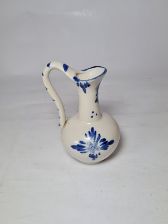 Delft Винтажный кувшин, белый фарфор с голубым рисунком "Мельницы", 12 x 7,5 см, Германия, 1960-70гг.