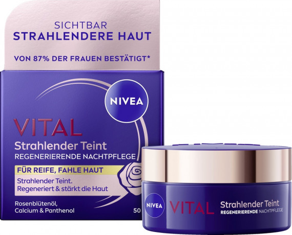 NIVEA VITAL Strahlender Teint regenerierende Nachtpflege, 50 ml, Нивеа ночной крем пантенол, коэнзим Q10, масло ши восстанавливающий 50 мл