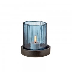 Bitz Bitz Kusintha - Glas blue / black Windlicht mit LED-Kerze h: 11 cm Bitz Kusintha - Стеклянный синий/черный фонарь со светодиодной свечой, высота: 11 см