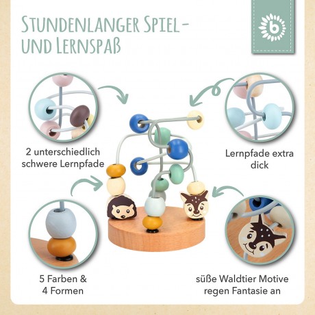 bieco Motorikwurfel Motorikschleife Lernspielzeug Holz Wurfel Motorik Spielzeug Baby Motorikwurfel Куб моторных навыков Кубик двигательных навыков Петля Обучающая игрушка Деревянный куб Двигательные навыки Игрушка Детский куб моторных навыков