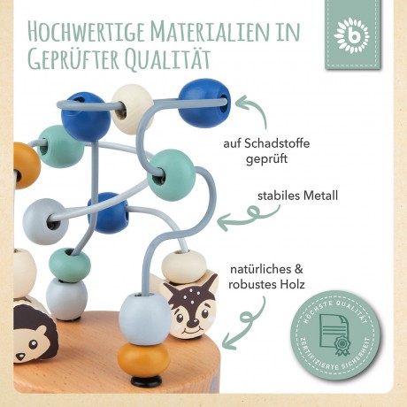 bieco Motorikwurfel Motorikschleife Lernspielzeug Holz Wurfel Motorik Spielzeug Baby Motorikwurfel Куб моторных навыков Кубик двигательных навыков Петля Обучающая игрушка Деревянный куб Двигательные навыки Игрушка Детский куб моторных навыков