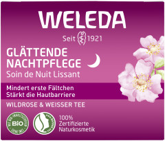 WELEDA Glaettende Nachtpflege, 40 ml, Разглаживающий ночной крем с органической дикой розой и белым чаем, 40 мл