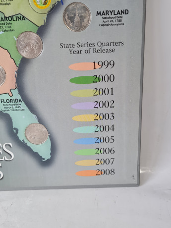 Альбом с монетами винтажный H.E. Harris &Co "25 центов Штаты Америки (1999-2008)" (State Series Quarters), 40 х 32.5 см, США, 2008.