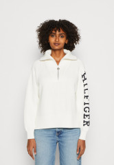 Tommy Hilfiger ZIP SWEATER Jumper ecru СВИТЕР НА МОЛНИИ Джемперы экрю