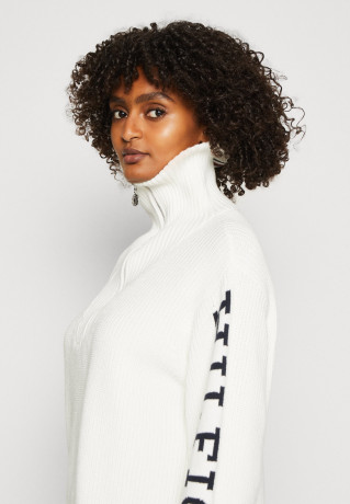 Tommy Hilfiger ZIP SWEATER Jumper ecru СВИТЕР НА МОЛНИИ Джемперы экрю