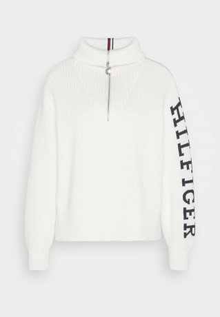 Tommy Hilfiger ZIP SWEATER Jumper ecru СВИТЕР НА МОЛНИИ Джемперы экрю