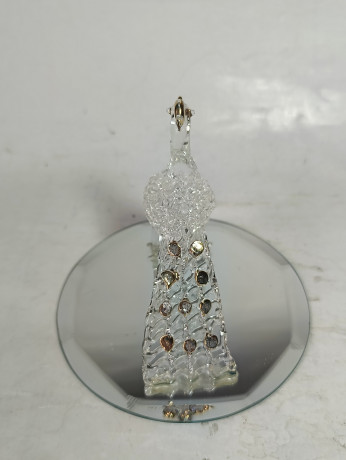 Статуэтка винтажная "Павлин" на подставке, хрусталь, позолота, 9.5 см, Германия, 1970-80гг.