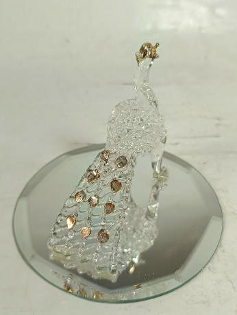 Статуэтка винтажная "Павлин" на подставке, хрусталь, позолота, 9.5 см, Германия, 1970-80гг.