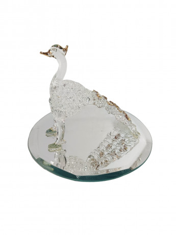 Статуэтка винтажная "Павлин" на подставке, хрусталь, позолота, 9.5 см, Германия, 1970-80гг.