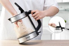 Linsar Wasserkocher Borosilikat Glas, 1,7 Liter, blaue LED-Beleuchtung, Kalkfilter  Чайник Linsar из боросиликатного стекла, 1,7 литра, синяя светодиодная подсветка, фильтр от накипи