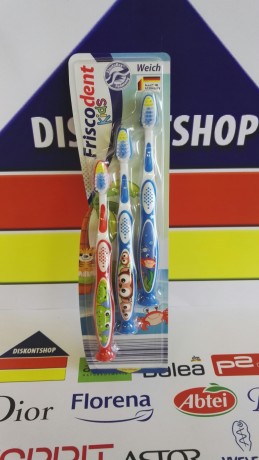 Friscodent Kids мягкие детские зубные щётки, 3 шт. в наборе, расцветка в ассортименте