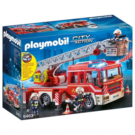 PLAYMOBIL 2er Set: 9463 Feuerwehr-Leiterfahrzeug + 70081 DuoPack Feuerwehrmann und -frau Набор из 2 предметов: 9463 Лестница пожарной машины + 70081 DuoPack «Пожарный и женщина»
