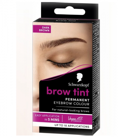 Schwarzkopf Brow Tint Permanent Dark Brown 2st, Краска для бровей стойкая  тёмно-коричневая, до 10 применений, 21г х 2шт