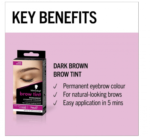 Schwarzkopf Brow Tint Permanent Dark Brown 2st, Краска для бровей стойкая  тёмно-коричневая, до 10 применений, 21г х 2шт